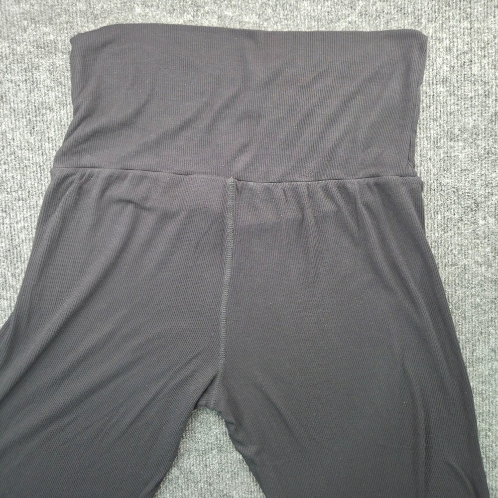 Cotton On Body Pants Womens L Black Viscose Bamboo Ribbed Foldover Flare Lounge